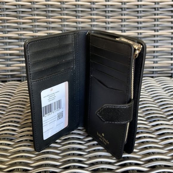 Kate Spade Madison Medium Compact Bifold Wallet Black NWT - Picture 8 of 15
